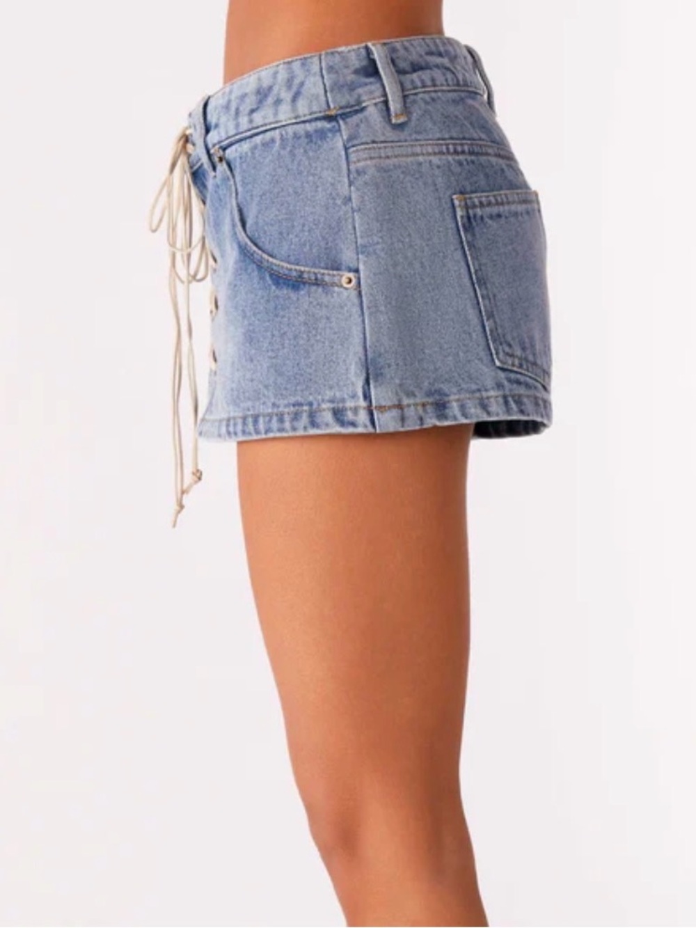 Peppermayo Nashville Denim Skort NWT size 6 Low Rise Lace Up Mini Y2K - Picture 3 of 16